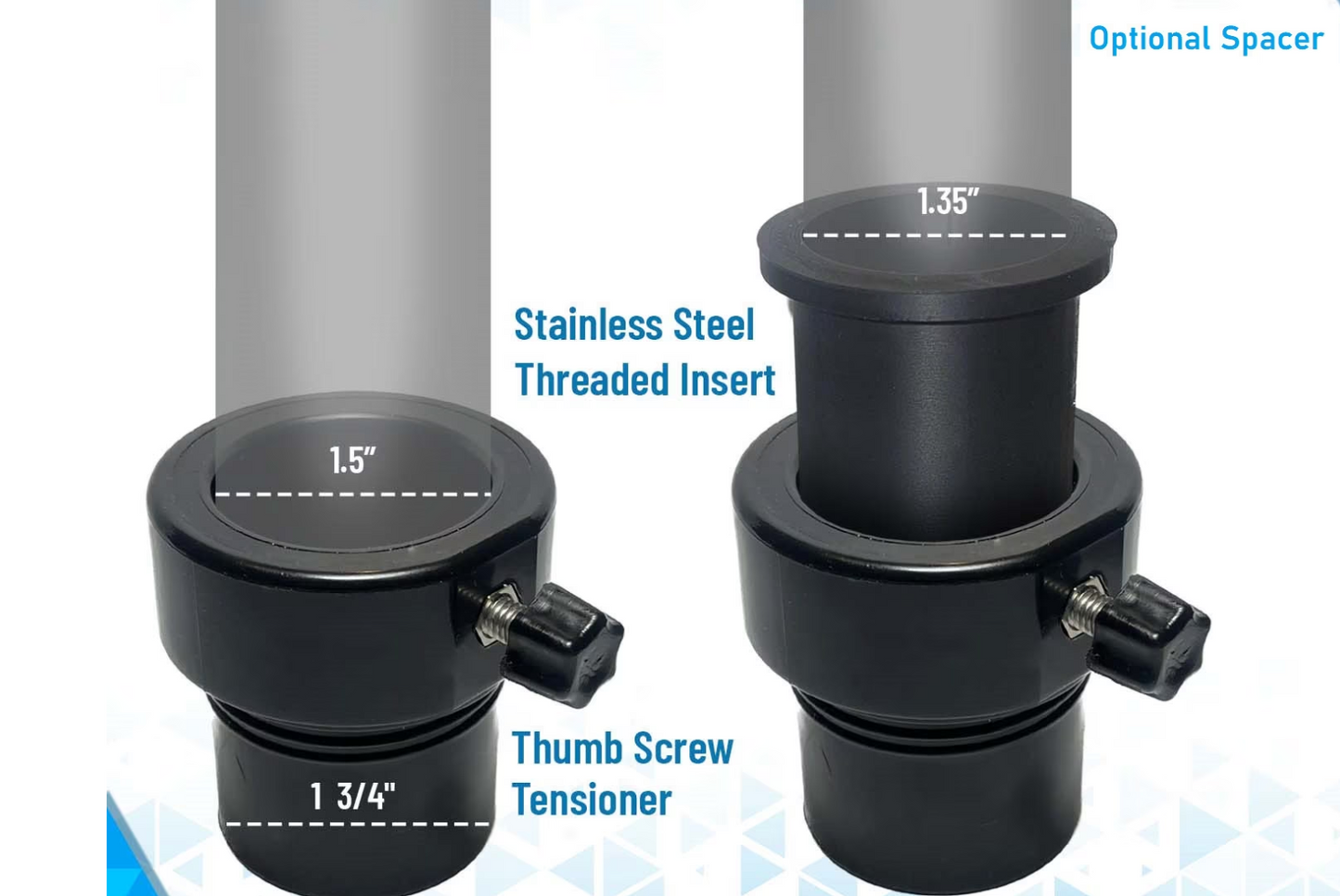 Umbrella Pole Stabilizer reducer threaded adapter insert for Baja Deck Pool Sleeves